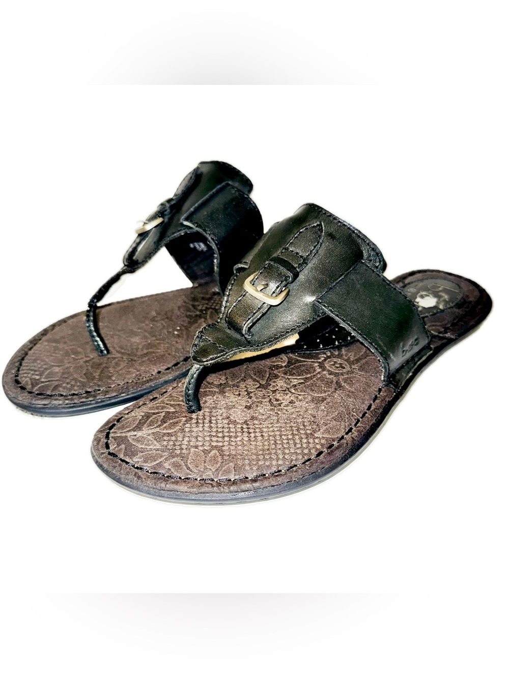 Black Leather b.Ø.c. Thong Flat Sandals, Mismatch Sizes 7/8 (pls read descr)